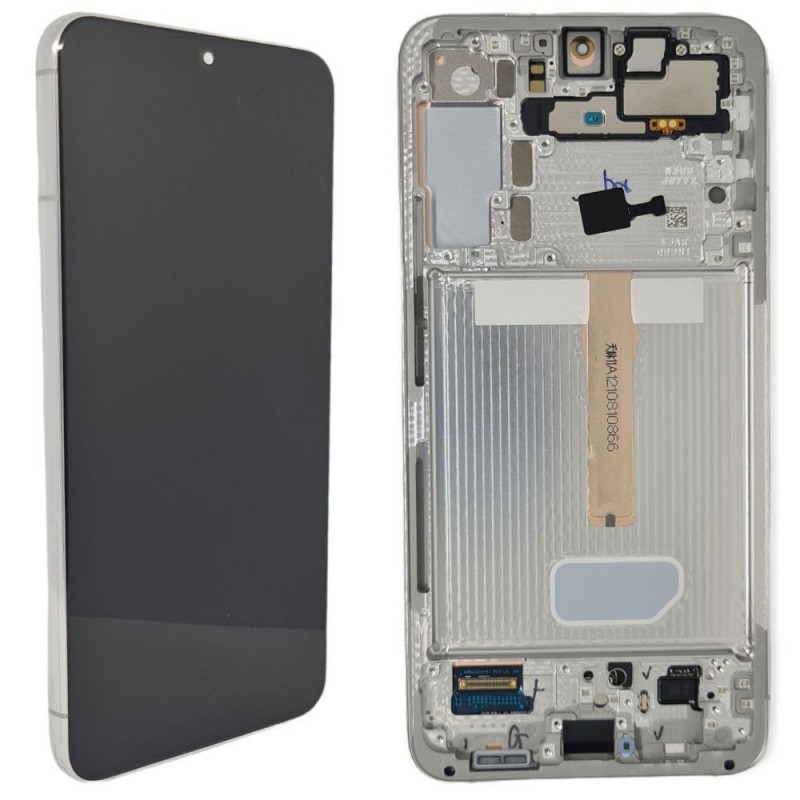 Samsung Service Pack Original LCD Display + Frame For Galaxy S906 S22 Plus 5G | White