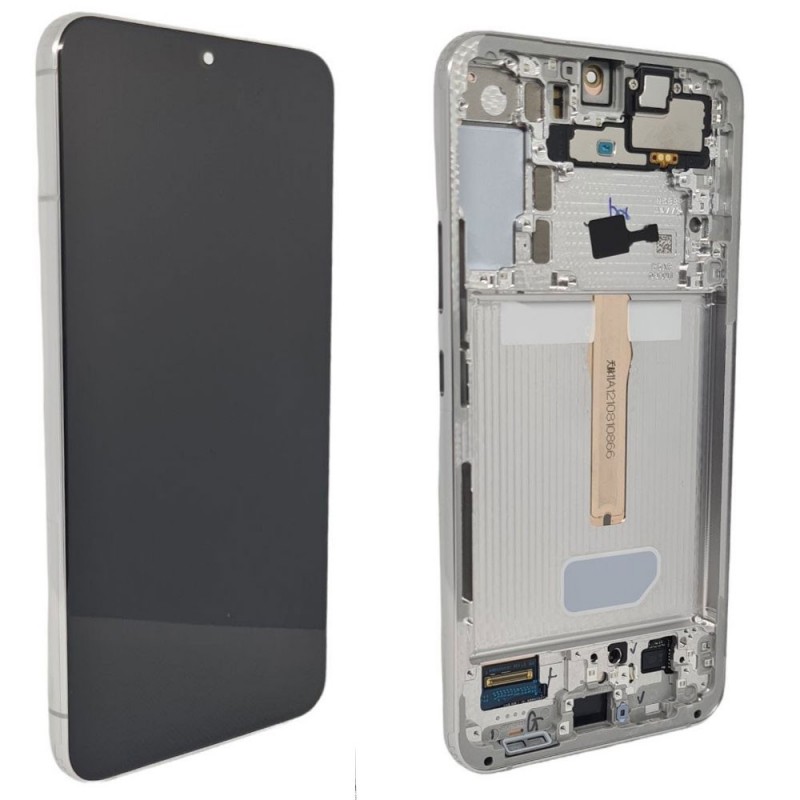 Samsung Service Pack Original LCD Display + Frame For Galaxy S906 S22 Plus 5G | White