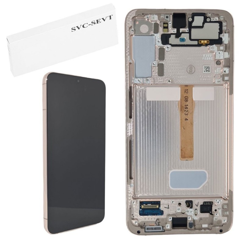 Samsung Service Pack Original LCD Display + Frame (Camera+Spekear) For Galaxy S906 S22 Plus 5G | Pink Pink Gold