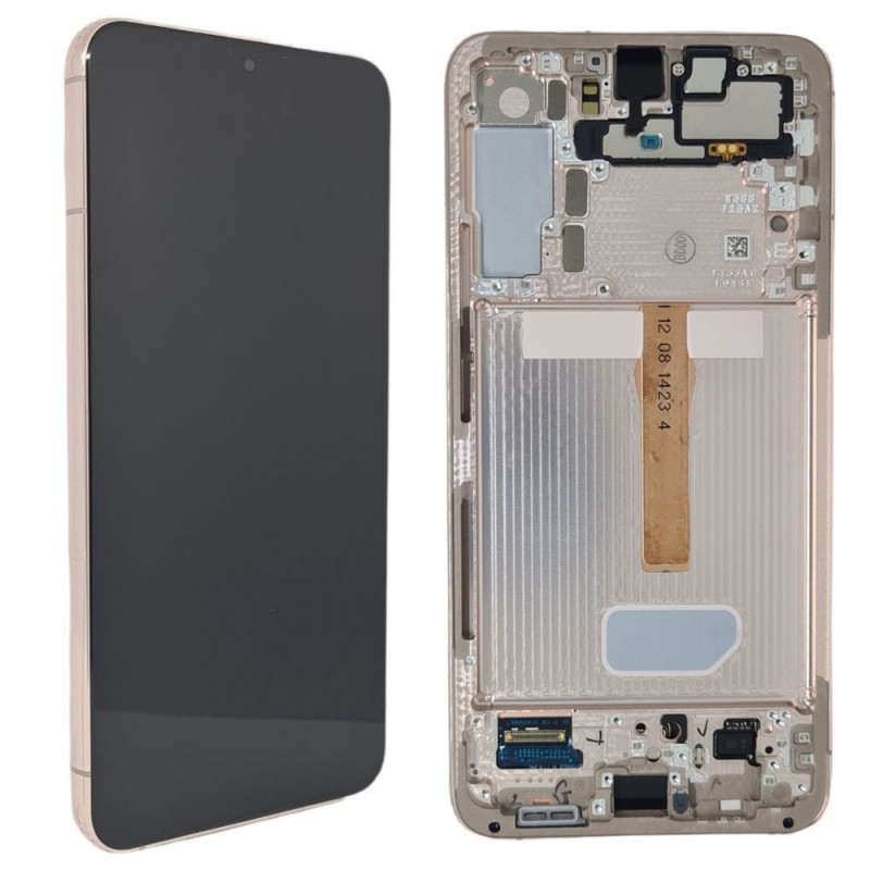 Samsung Service Pack Original LCD Display + Frame (Camera+Spekear) For Galaxy S906 S22 Plus 5G | Pink Pink Gold
