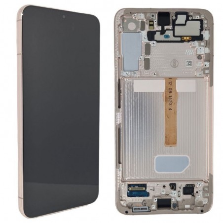Samsung Service Pack Original LCD Display + Frame (Camera+Spekear) For Galaxy S906 S22 Plus 5G | Pink Pink Gold