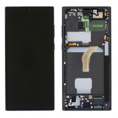 Samsung Service Pack Original LCD Display + Frame For Galaxy S908 S22 Ultra 5G | Graphite Sky Blue Red