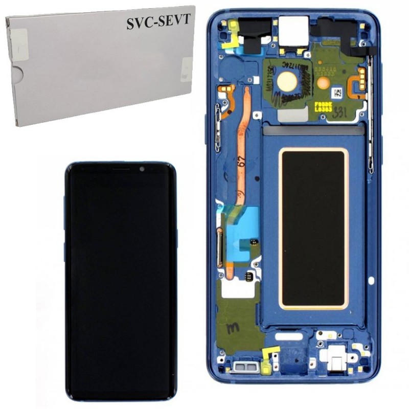 Samsung Service Pack Original LCD Display + Frame For Galaxy S9 G960 Blue