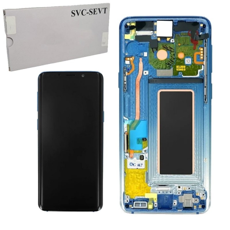 Samsung SERVICE PACK Display LCD ORIGINALE + Frame Per Galaxy S9 G960 Blu Polaris