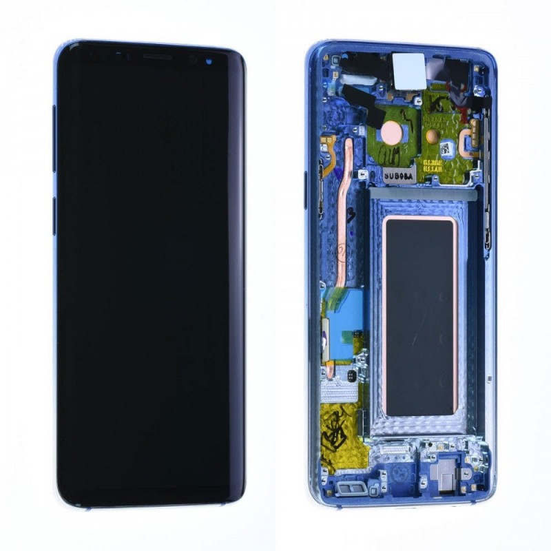 Samsung Service Pack Original LCD Display + Frame For Galaxy S9 G960 Polaris Blue