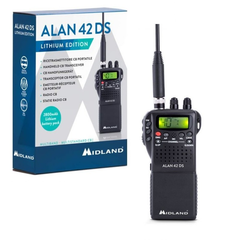 MIDLAND ALAN 42 DS Lithium Edition Radio CB Ricetrasmettitore Portatile AM/FM | 2800mAh Pacco batteria Litio incluso MIDLAND ALAN 42 DS Lithium Edition Radio CB Ricetrasmettitore Portatile AM/FM | 2800mAh Pacco batteria Litio incluso