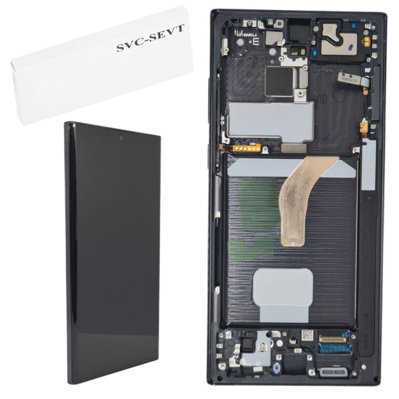 Samsung Service Pack Original LCD Display + Frame For Galaxy S908 S22 Ultra 5G | Phantom Black Black