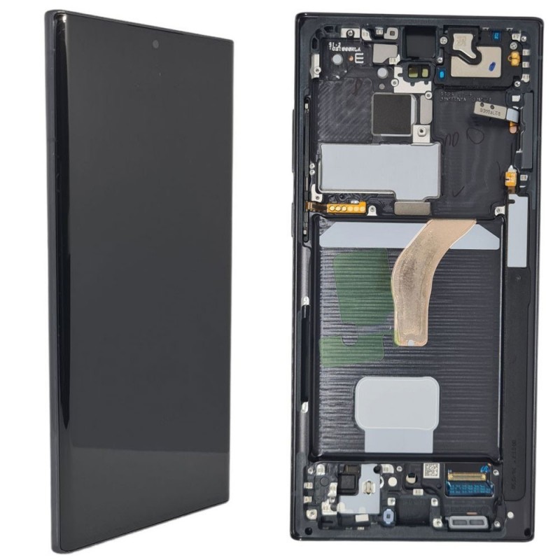 Samsung Service Pack Original LCD Display + Frame For Galaxy S908 S22 Ultra 5G | Phantom Black Black