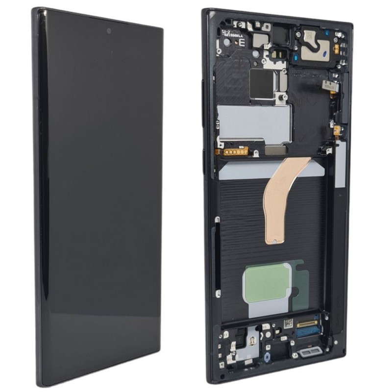 Samsung Service Pack Original LCD Display + Frame For Galaxy S908 S22 Ultra 5G | Phantom Black Black