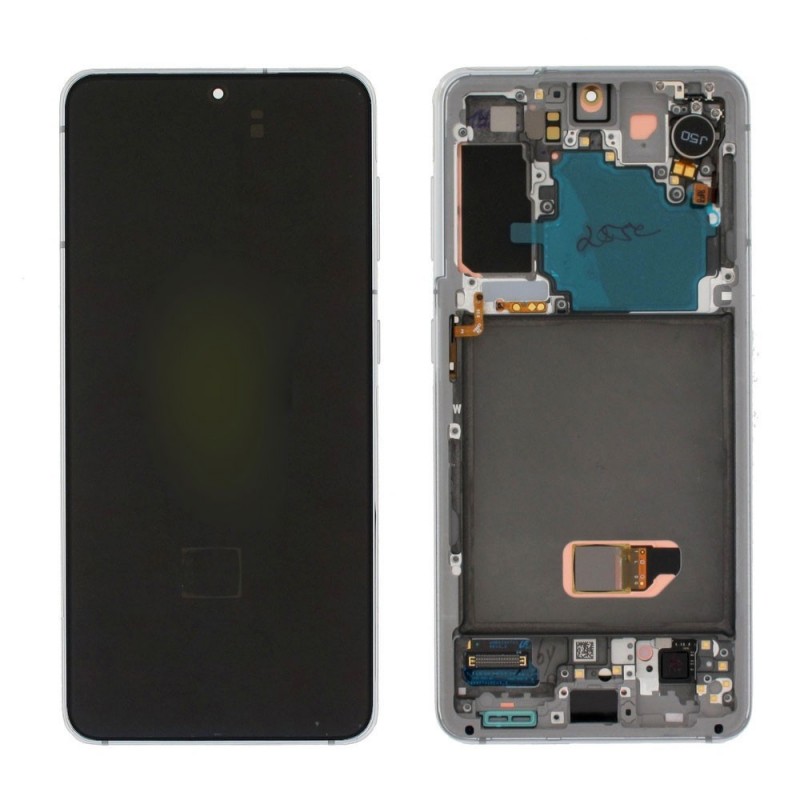 Samsung Service Pack Original LCD Display + Frame For Galaxy G991 S21 5G | White | NO ROOM