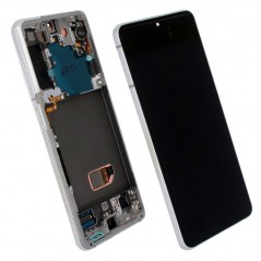 Product image Samsung SERVICE PACK Display LCD ORIGINALE + Frame Per Galaxy G991 S21 5G | Bianco | NO CAMERA