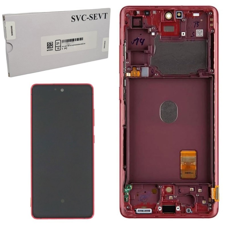 Samsung Service Pack Original LCD Display + Frame Galaxy S20 FE 5G G781 | Cloud Red | COMPLETE WITH 5G ANTENNA