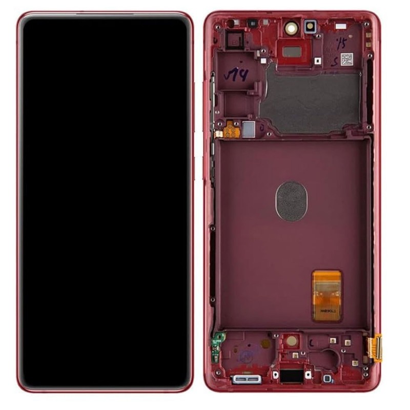 Samsung SERVICE PACK Display LCD ORIGINALE + Frame Galaxy S20 FE 5G G781 | Cloud Red Rosso | COMPLETO DI ANTENNA 5G