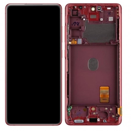 Samsung SERVICE PACK Display LCD ORIGINALE + Frame Galaxy S20 FE 5G G781 | Cloud Red Rosso | COMPLETO DI ANTENNA 5G