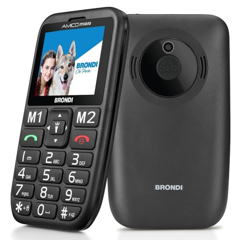 BRONDI Amico Stiloso Telefono Cellulare Senior DualSim Controllo Remoto | Nero