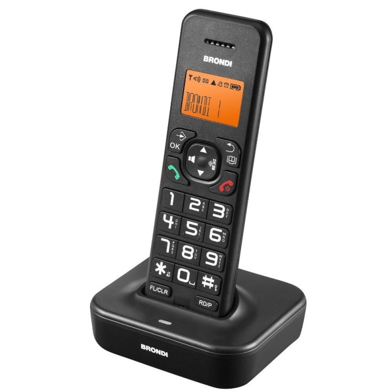 BRONDI BRAVO STAR Cordless Phone with Large Backlit LCD Display | Black