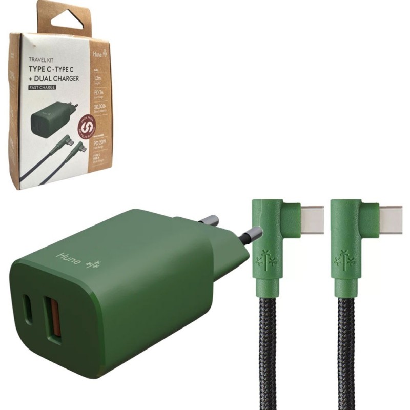 HUNE Adattatore USB A - Type C + Cavo di Ricarica Type-C - Type-C Fast Charge PD 3A | 1.2m HUNE Adattatore USB A - Type C + Cavo di Ricarica Type-C - Type-C Fast Charge PD 3A | 1.2m