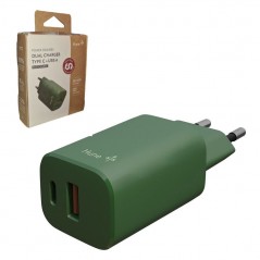Scopri HUNE Caricatore Power Delivery Dual Charger TYPE-C USB-A 20W | Verde in dettaglio