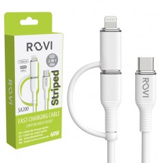 Photo of Rovi STRIPED SA200 Cavo in PVC da Type-C a Type-C + Adattatore Lightning (100cm) - Rovi