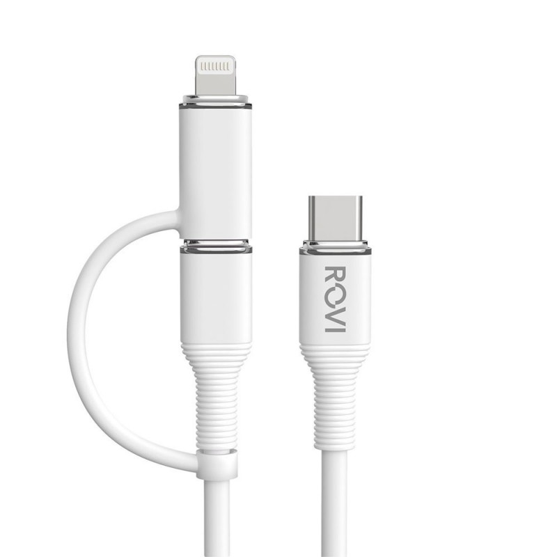 Rovi STRIPED SA200 Cavo in PVC da Type-C a Type-C + Adattatore Lightning (100cm)