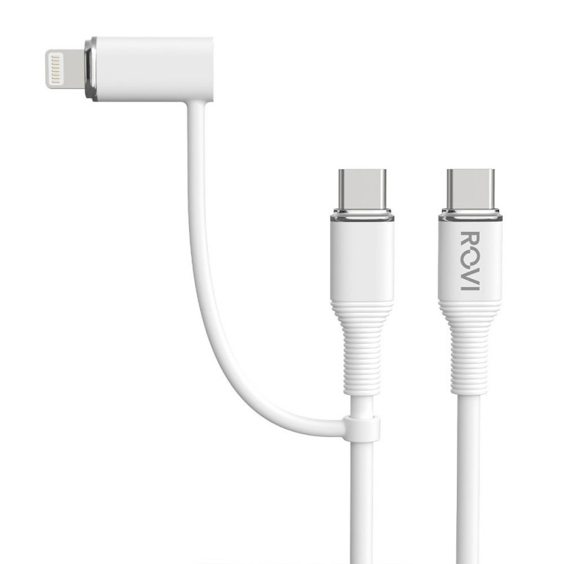 Rovi STRIPED SA200 Cavo in PVC da Type-C a Type-C + Adattatore Lightning (100cm)