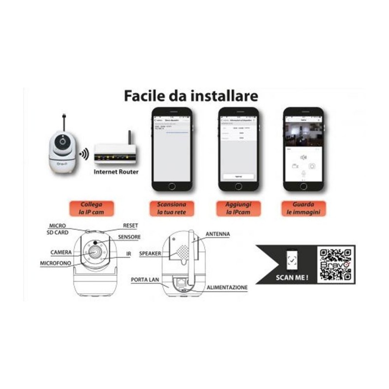 BRAVO NANA' PRO Full HD 1080p Motorized Indoor WiFi IP Wireless Camera