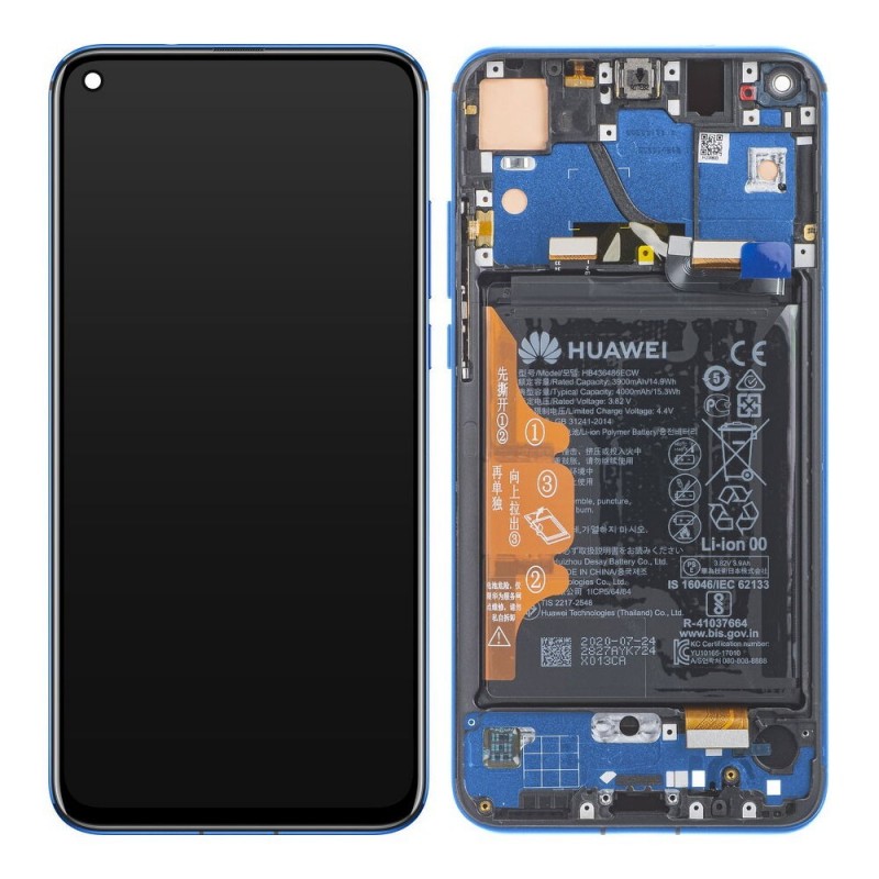 Huawei SERVICE PACK Display LCD ORIGINALE + Frame e Batteria Per Honor View 20 | Blu