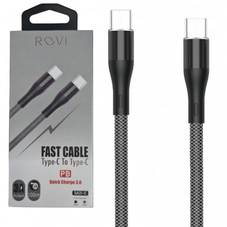 Scopri Rovi Sport SA31 Cavo di Ricarica in Nylon da USB-C a USB-C 1mt 3A | Nero in dettaglio