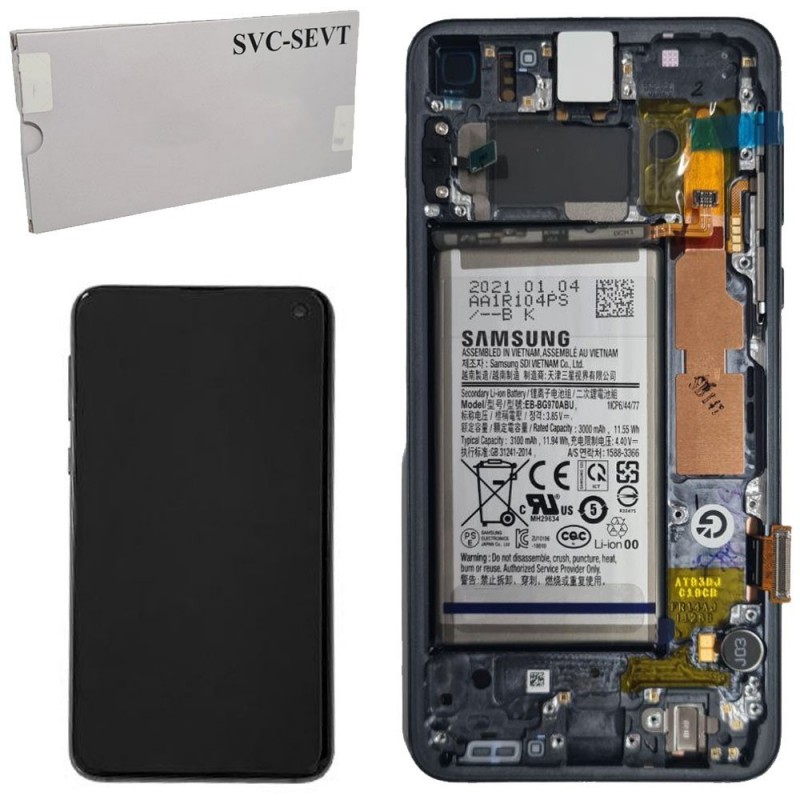 Samsung SERVICE PACK Display LCD ORIGINALE + Frame e Batteria Per Galaxy S10E 2019 SM-G970F | Prism Black Nero
