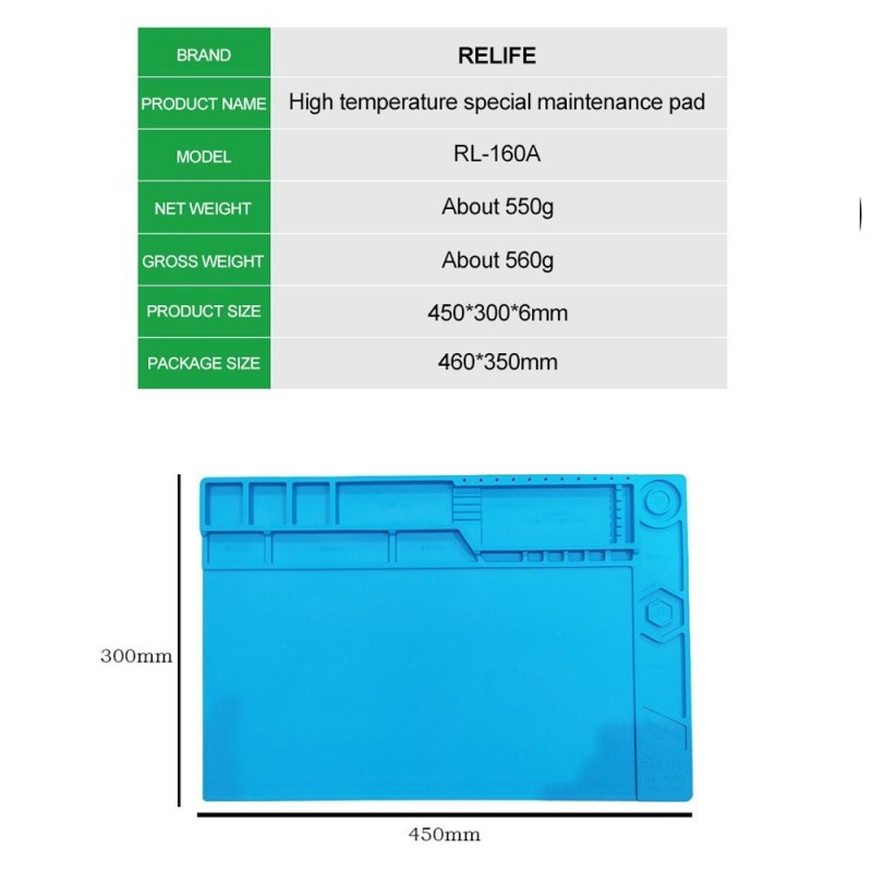RELIFE RL-160A High-Temperature Specialty Silicone Maintenance Mat | COUNTERTOP