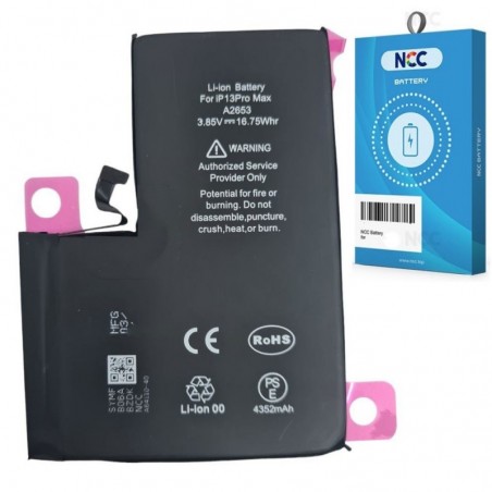 Foto di NCC Batteria Compatibile per Apple iPhone 13 Pro Max A2643 A2484 A2641 A2644 A2645 | ZY Taiwan Chip - NCC