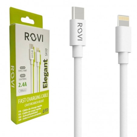 Rovi Rovi Elegant Charging Cable from Type-c to Lightning in Ultra Resistant PVC 1mt 3A | White for sale