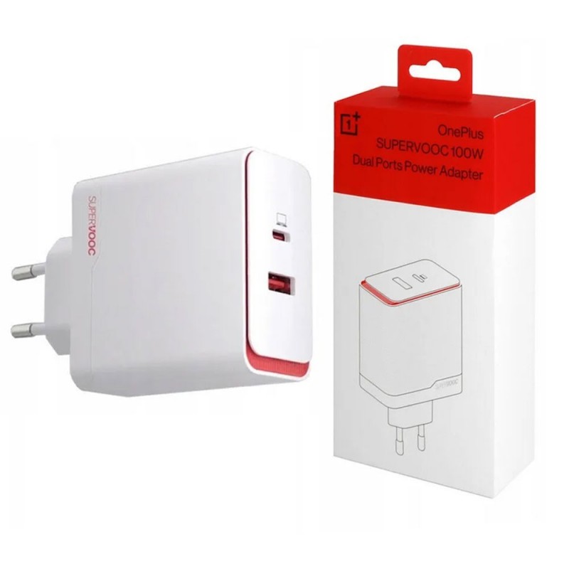 OnePlus 100W SUPERVOOC Charger Dual USB-A and USB-C Port Adapter