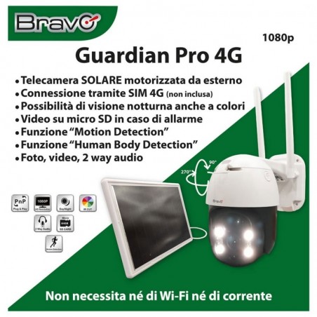 Photo of Bravo Telecamera Solare Guardian Pro 4G Alimentazione con Pannello Solare - BRAVO