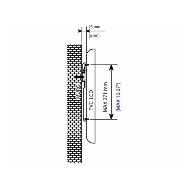 BRAVO Supporto fisso da parete Staffa WALL 2 Attacco Universale Per TV 32" - 85"