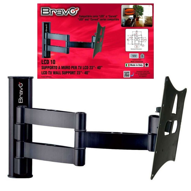 BRAVO Supporto fisso da parete Staffa LCD10 Attacco Universale da 23" a 40" Pollici | Nero BRAVO Supporto fisso da parete Staffa LCD10 Attacco Universale da 23" a 40" Pollici | Nero