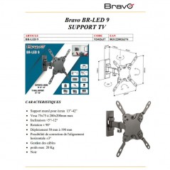 BRAVO Fixed Wall Mount Bracket BR LED 9 Universal Mount For TVs from 13" to 42" Inches Max 20KG