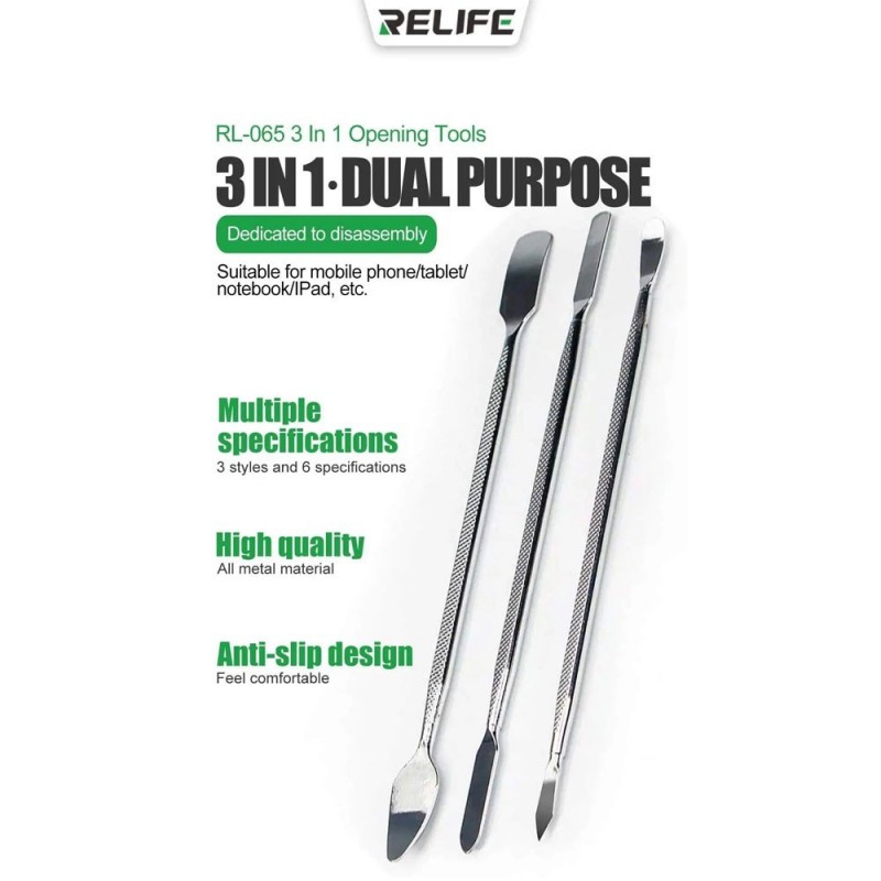 RELIFE RL-065 3-in-1 Metal Opening Tool Set for Smartphones, Tablets, Notebooks, iPads