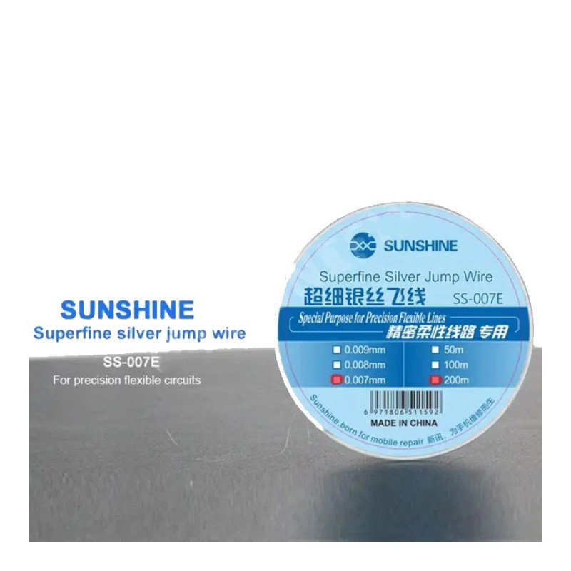 SUNSHINE SS-007E 0.007mm Silver Wire Spool for Jump Wire Soldering | 200M