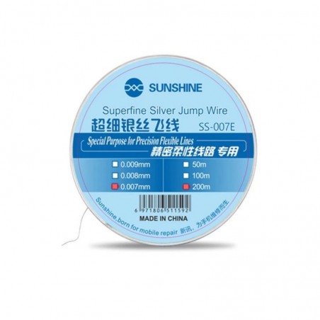 SUNSHINE SS-007E 0.007mm Silver Wire Spool for Jump Wire Soldering | 200M