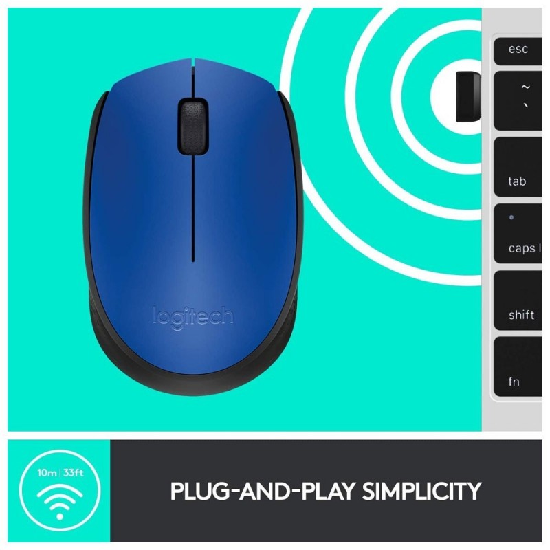 Logitech M171 Mouse Ambidestro RF Wireless Ottico 1000 DPI | BLU/NERO 
