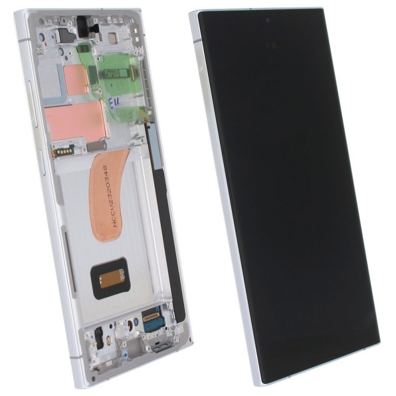 Samsung SERVICE PACK Display LCD ORIGINALE + Frame Per Galaxy S23 Ultra 5G S918 | Light Blue / Green