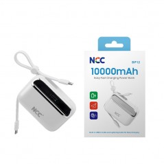 Buy NCC Power Bank 10000mAh Caricabatterie Compatto Veloce Con Cavo Integrato USB-C e Lightning | Bianco BP12 online