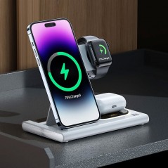 Photo of NCC CaricaBatterie Wireless Caricatore Pieghevole 4 in 1 Con Luce Notturna | Bianco W30 - NCC