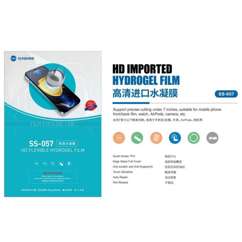SUNSHINE SS-057 Pellicola in Idrogel HD Membrana Trasparente | 50 pcs