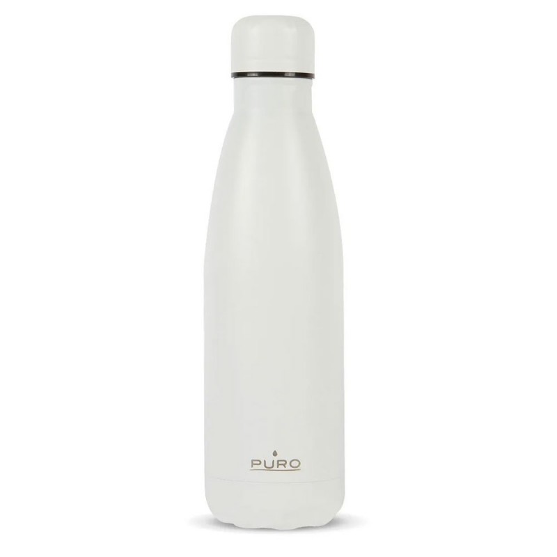 Puro Icon 500ml Double Wall Stainless Steel Thermal Bottle with Powder Coating | White