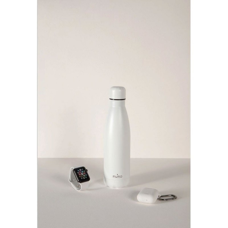 Puro Icon 500ml Double Wall Stainless Steel Thermal Bottle with Powder Coating | White