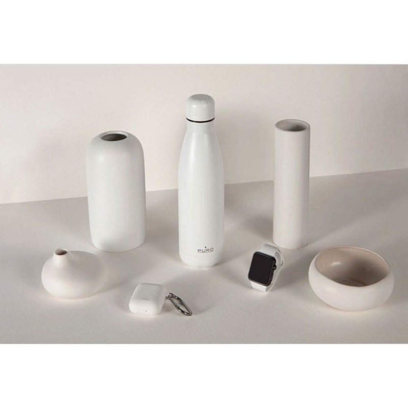 Puro Icon 500ml Double Wall Stainless Steel Thermal Bottle with Powder Coating | White