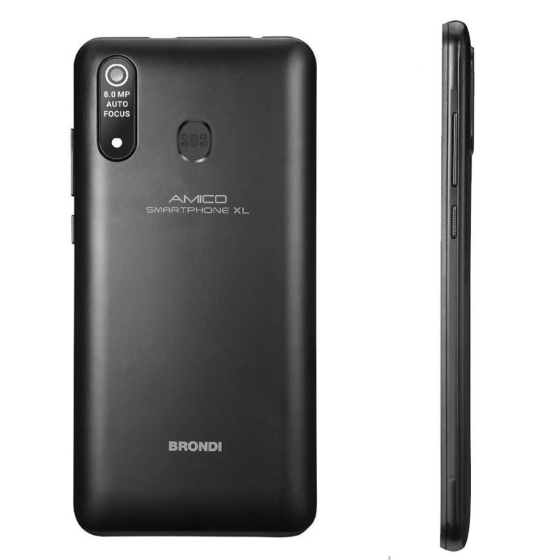 BRONDI Amico Smartphone XL 4G LTE Display 6.0" Controllo Remoto Dual SIM | Nero