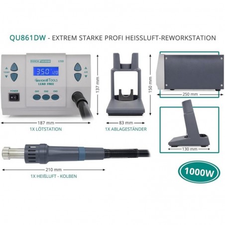 Acquista QUICK 861DW Stazione Saldante Professionale ad Aria Calda, Regolabile, 1000 Watt European Plug in vendita